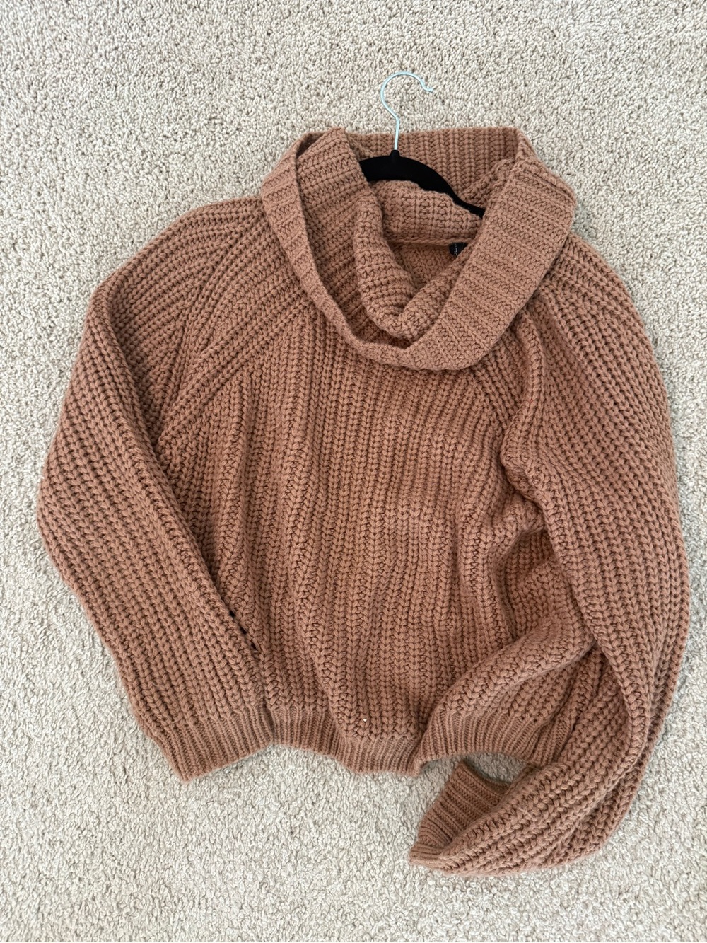 Cozy Chunky Cowl Neck Sweater - Brown